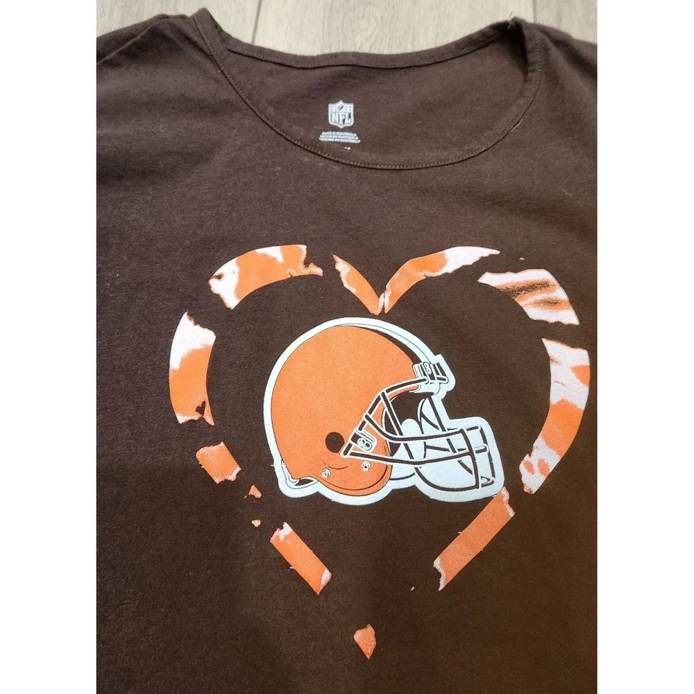 NFL Cleveland Browns Girls Youth‎ Size Large (14) Tie-Dye Heart TShirt Football